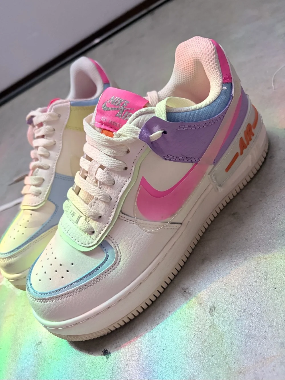 Nike Air White Sneakers with Pastel Rainbow Accents
